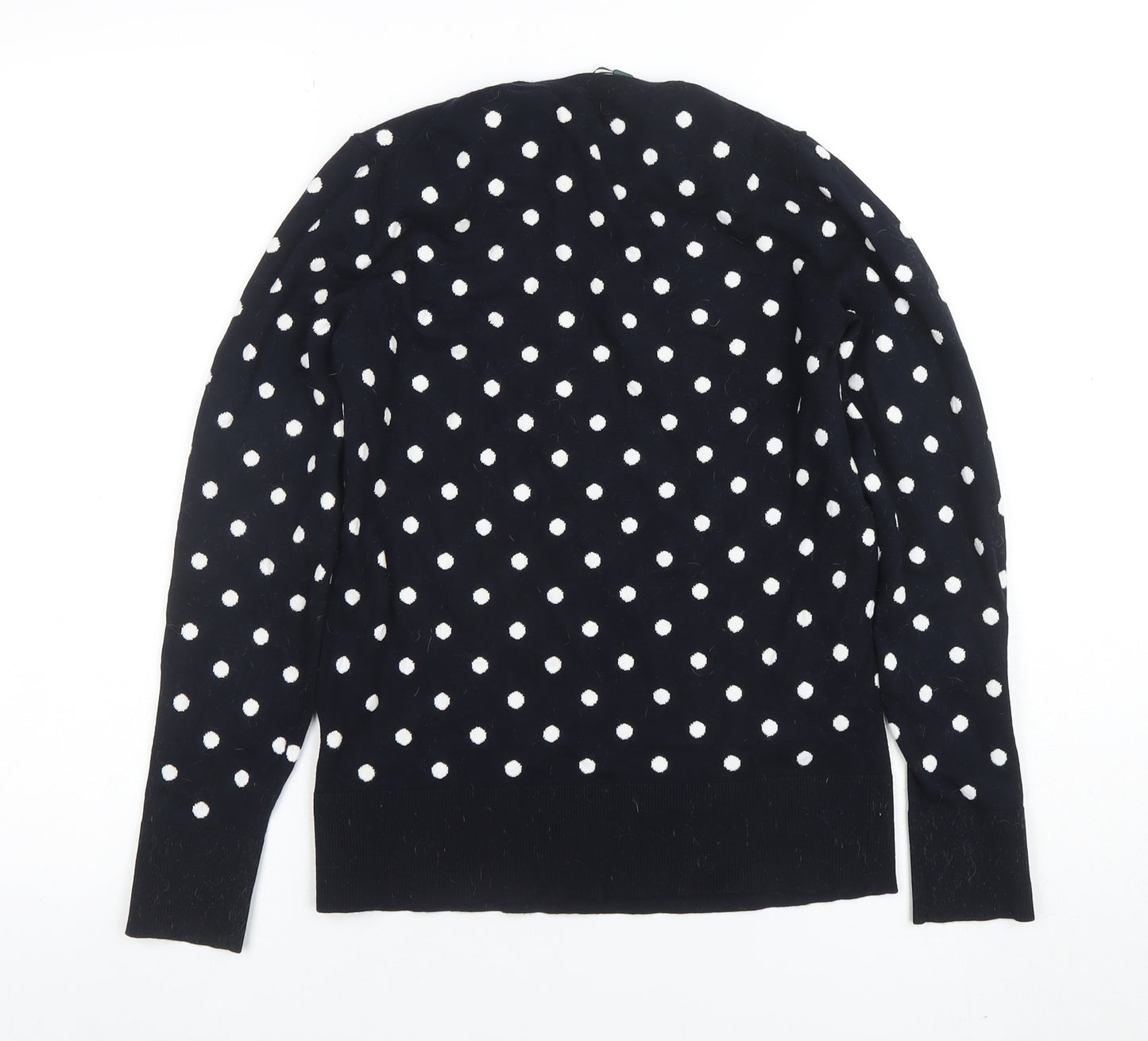 Hobbs Women’s Black Polka Dot Knit Long Sleeve Top Size S