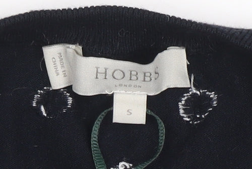 Hobbs Women’s Black Polka Dot Knit Long Sleeve Top Size S