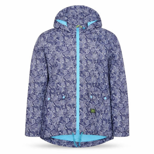 Diesel Women Blue Paisley Hooded Rain Jacket Size M