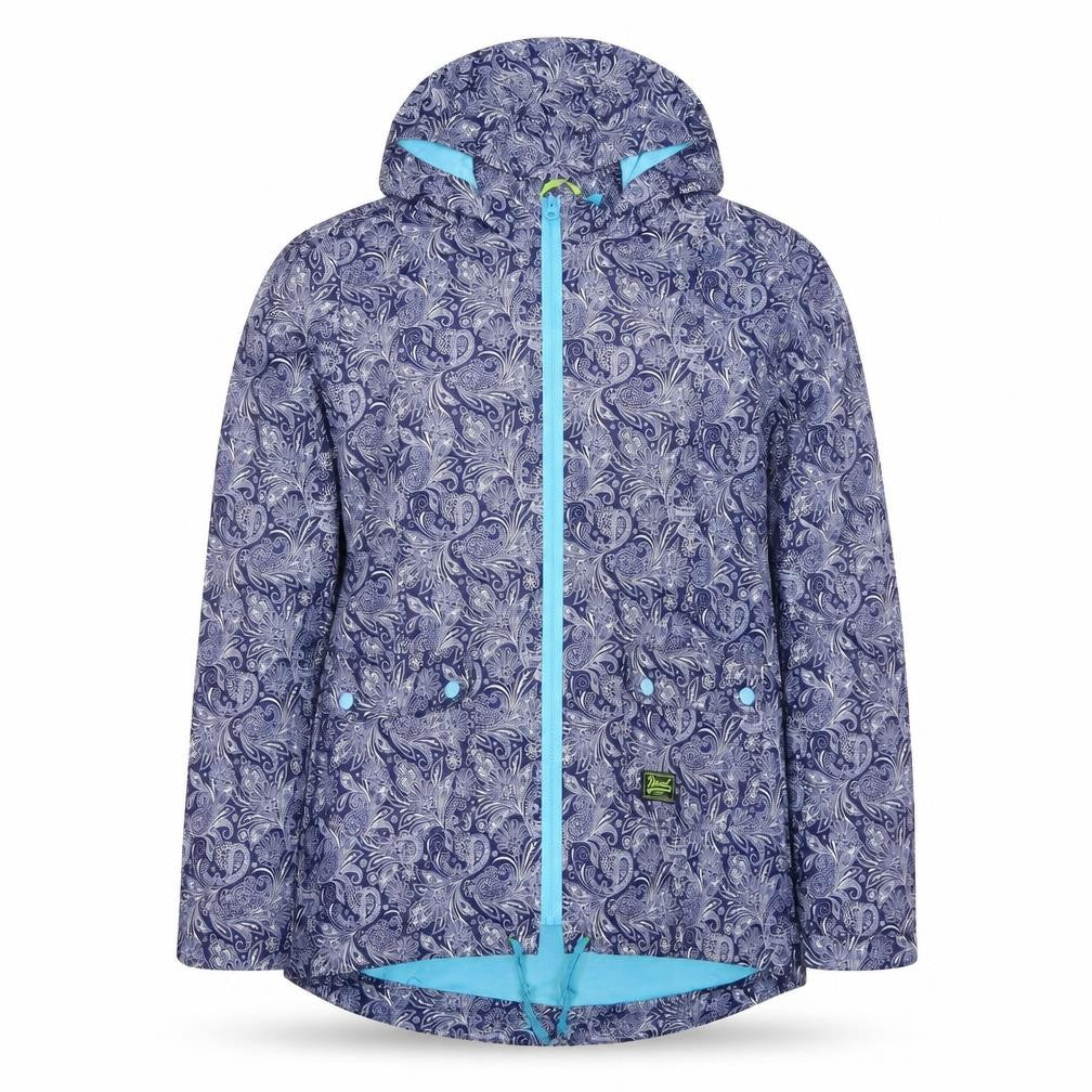 Diesel Women Blue Paisley Hooded Rain Jacket Size M