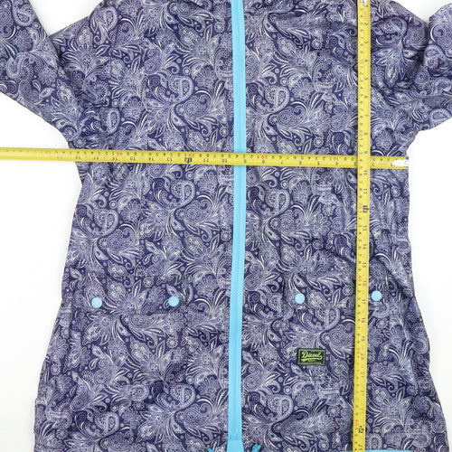 Diesel Women Blue Paisley Hooded Rain Jacket Size M