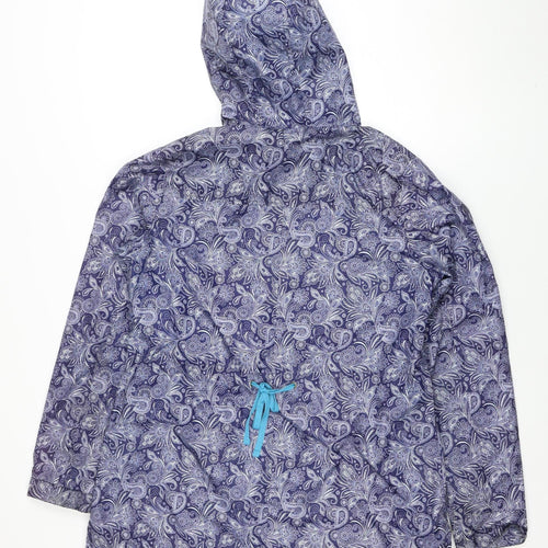 Diesel Women Blue Paisley Hooded Rain Jacket Size M