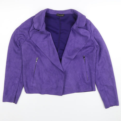 Pala D’Oro Women Purple Suede Look Biker Jacket Size S
