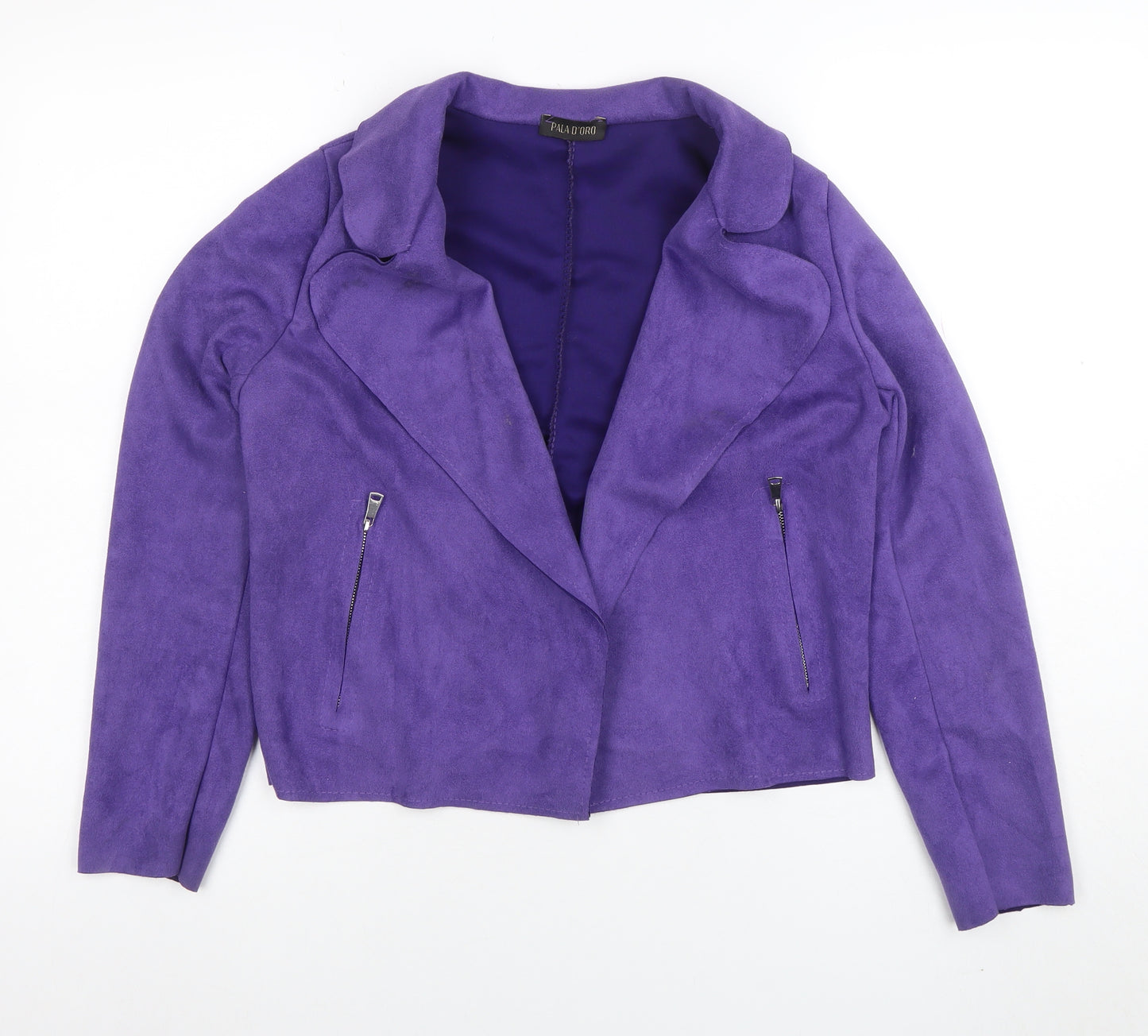 Pala D’Oro Women Purple Suede Look Biker Jacket Size S