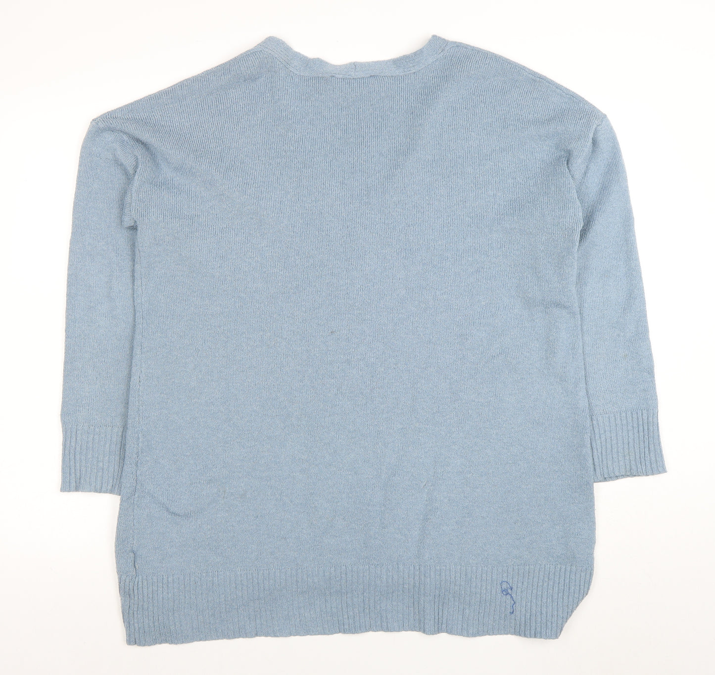 Oasis Women Blue Wool Cashmere V-Neck Pullover Jumper L