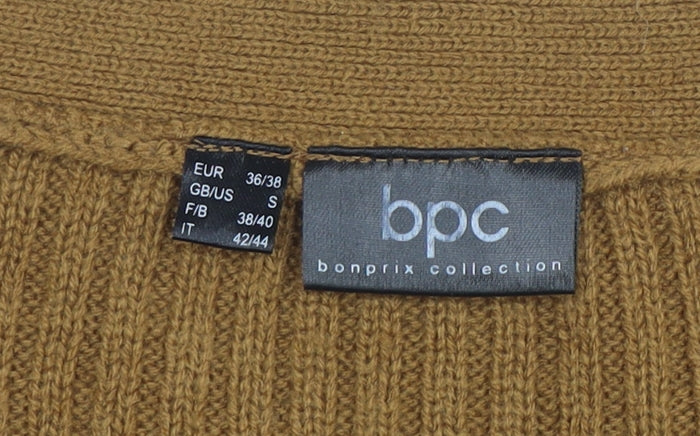 bpc bonprix collection Women's Brown Ribbed V-Neck Button Cardigan Size S