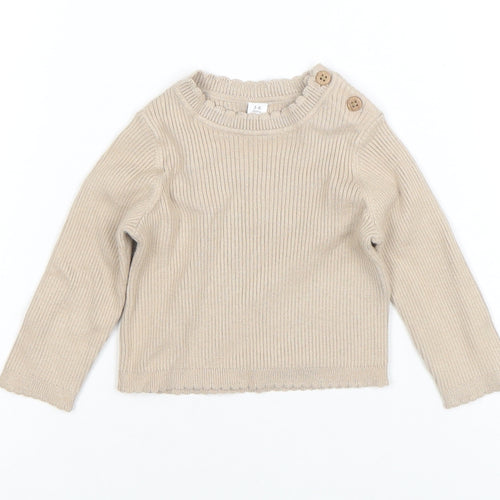 Marks and Spencer Beige Knit Baby Jumper 3-6 Months Unisex Long Sleeve