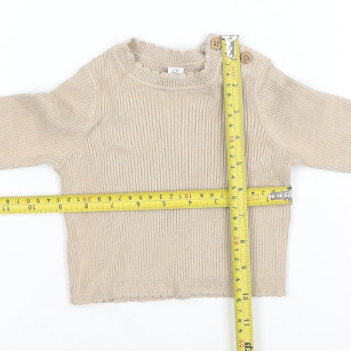 Marks and Spencer Beige Knit Baby Jumper 3-6 Months Unisex Long Sleeve