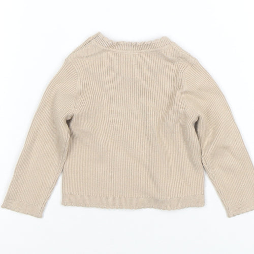 Marks and Spencer Beige Knit Baby Jumper 3-6 Months Unisex Long Sleeve
