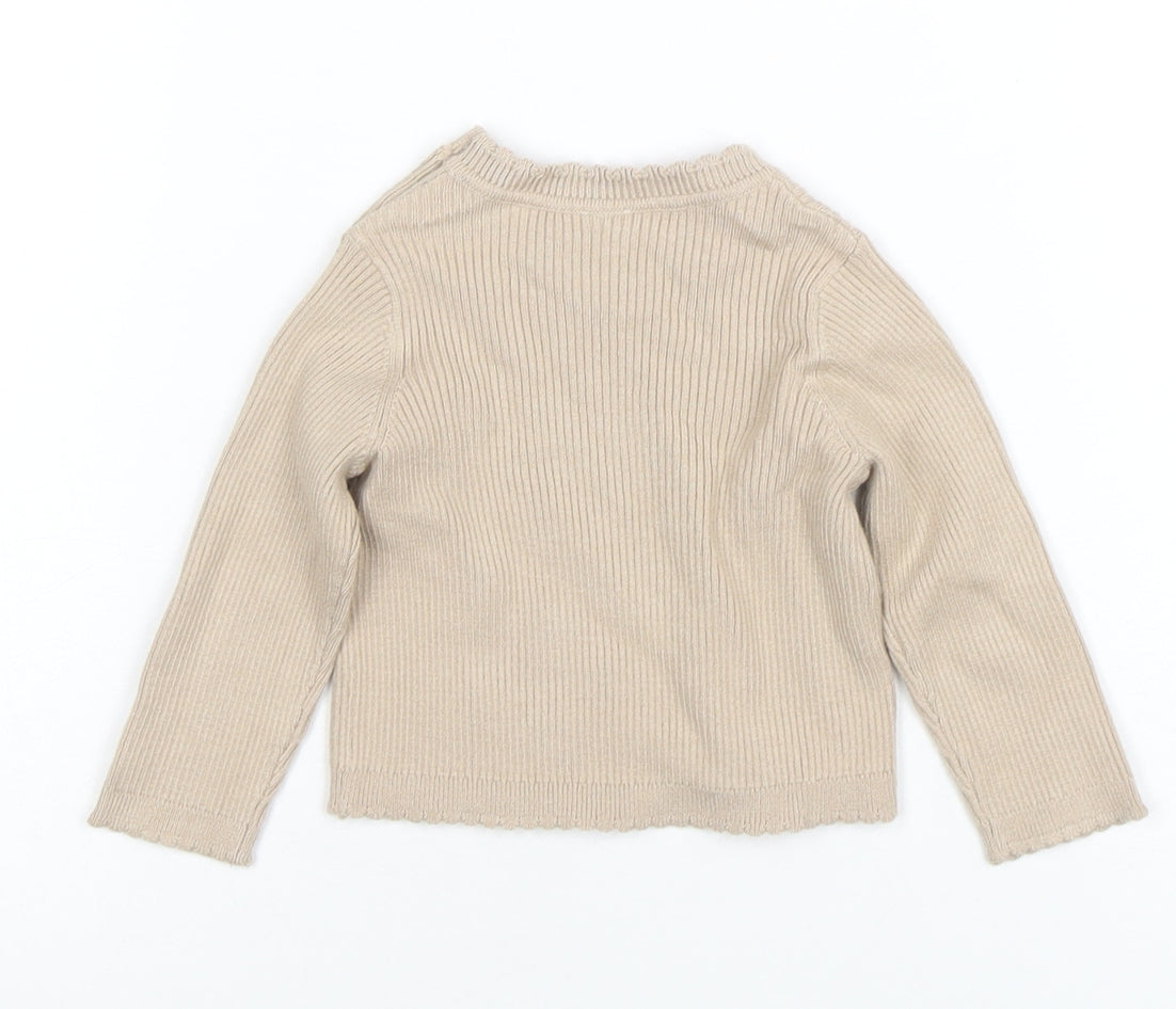 Marks and Spencer Beige Knit Baby Jumper 3-6 Months Unisex Long Sleeve
