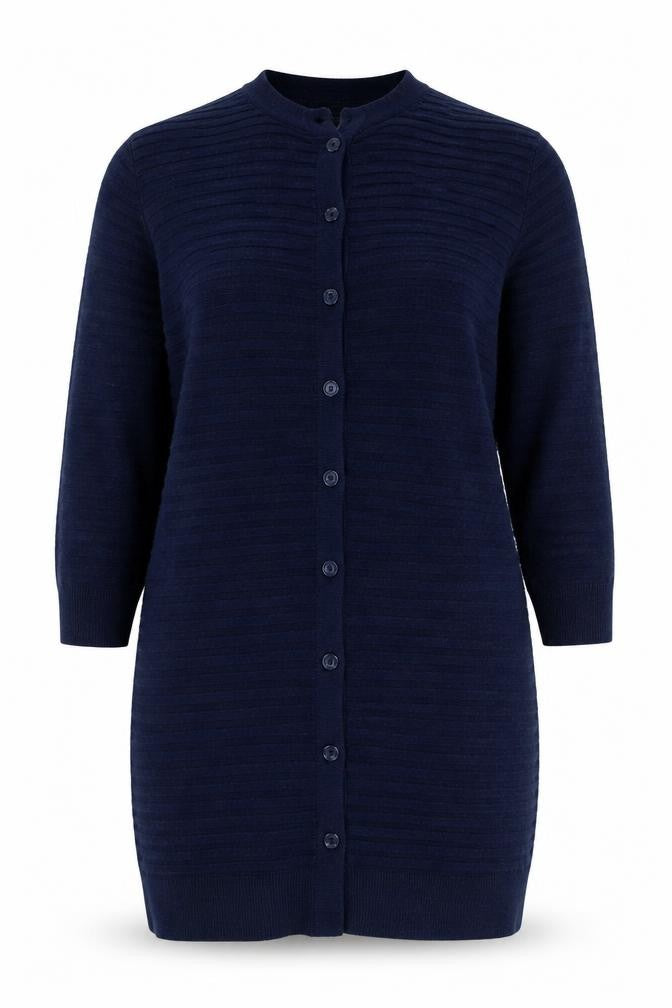 Tu Women Blue Viscose Blend Long Sleeve Open Knit Cardigan Size 16