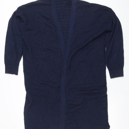 Tu Women Blue Viscose Blend Long Sleeve Open Knit Cardigan Size 16
