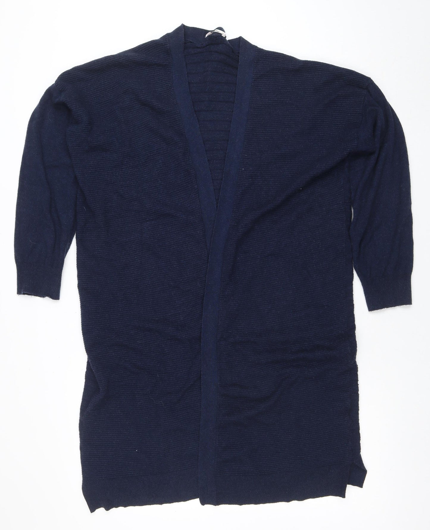 Tu Women Blue Viscose Blend Long Sleeve Open Knit Cardigan Size 16