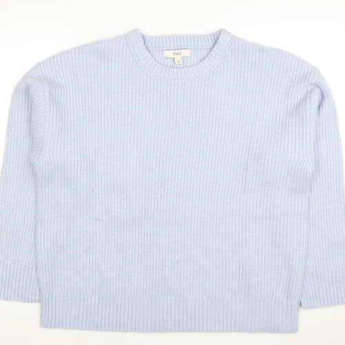 Marks and Spencer Women's Blue L Knit Crew Neck Pullover Jumper