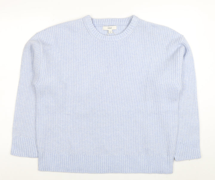 Marks and Spencer Women's Blue L Knit Crew Neck Pullover Jumper