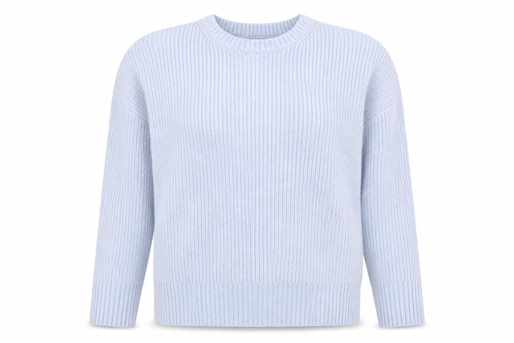 Front view of Marks & Spencer Women's Blue L Knit Crew Neck jumper