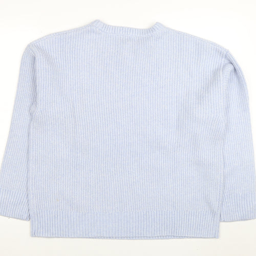 Marks and Spencer Women's Blue L Knit Crew Neck Pullover Jumper