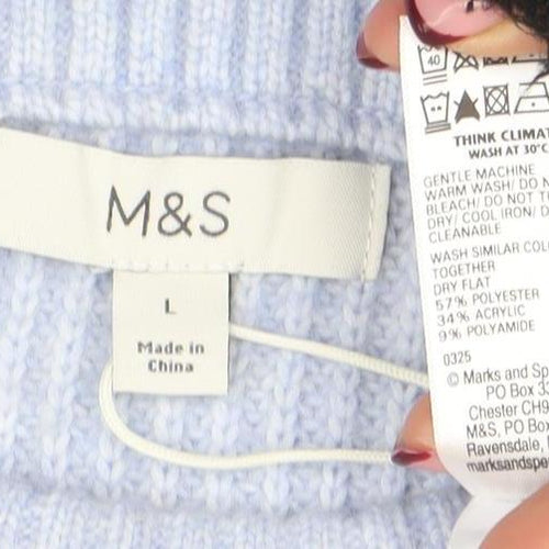 Marks and Spencer Women's Blue L Knit Crew Neck Pullover Jumper