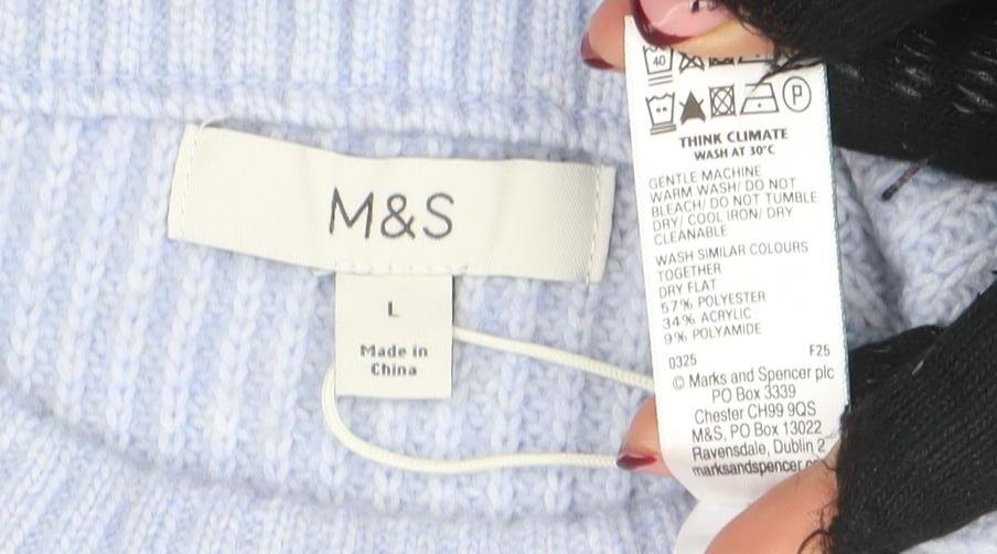 Marks and Spencer Women's Blue L Knit Crew Neck Pullover Jumper