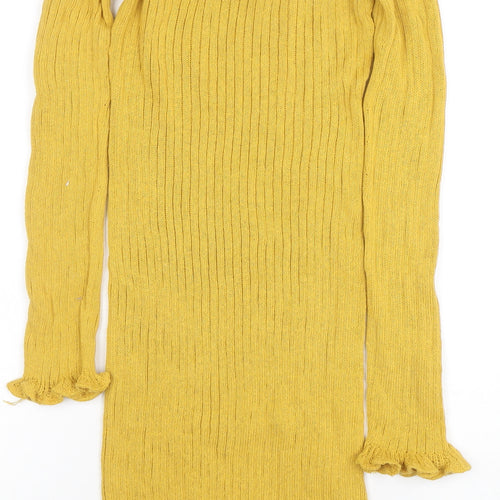 Twisted Faith Women's Yellow Off Shoulder Knit Bodycon Dress Size S
