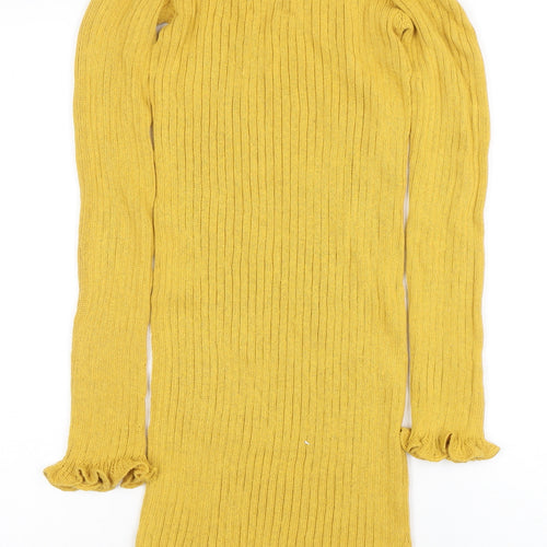 Twisted Faith Women's Yellow Off Shoulder Knit Bodycon Dress Size S