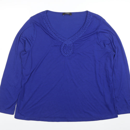 George Women’s Blue Plus Size 22 Long Sleeve V-Neck Stretch Jersey Top