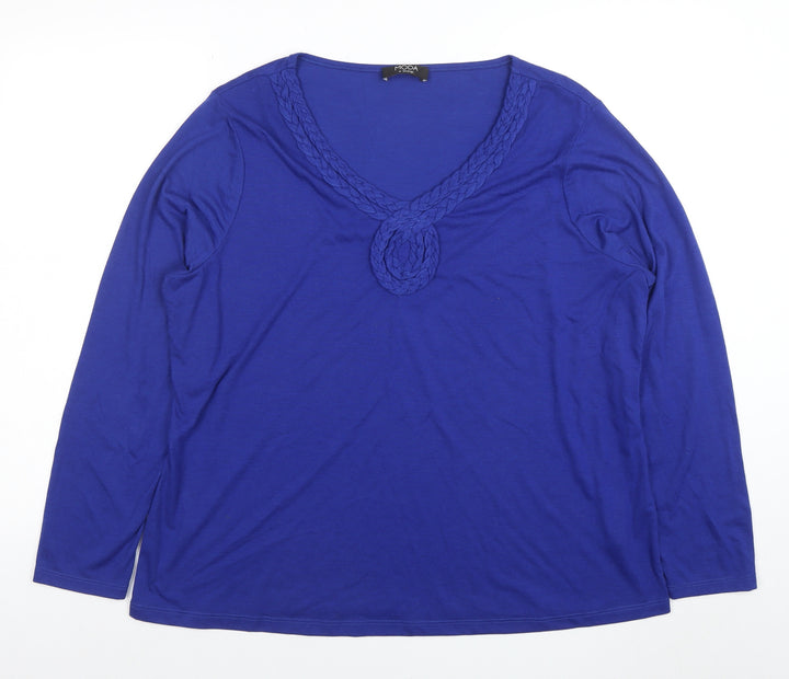 George Women’s Blue Plus Size 22 Long Sleeve V-Neck Stretch Jersey Top