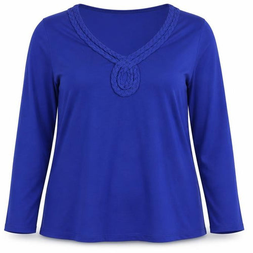 George Women’s Blue Plus Size 22 Long Sleeve V-Neck Stretch Jersey Top