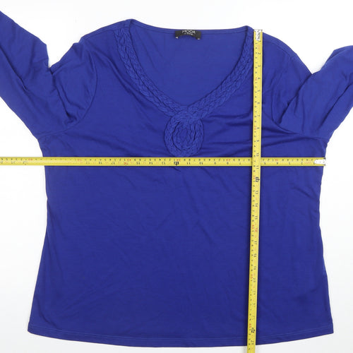 George Women’s Blue Plus Size 22 Long Sleeve V-Neck Stretch Jersey Top