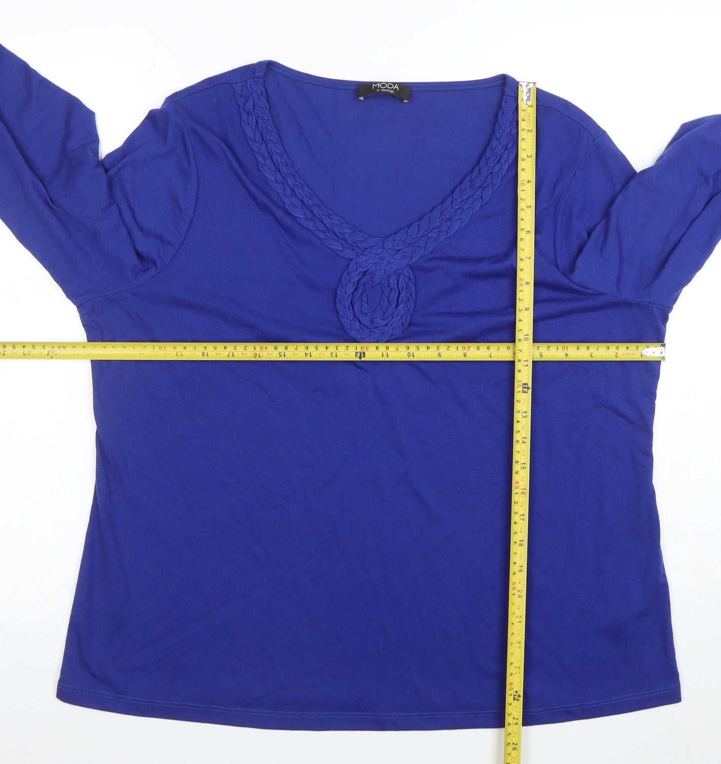George Women’s Blue Plus Size 22 Long Sleeve V-Neck Stretch Jersey Top