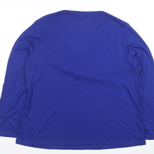 George Women’s Blue Plus Size 22 Long Sleeve V-Neck Stretch Jersey Top