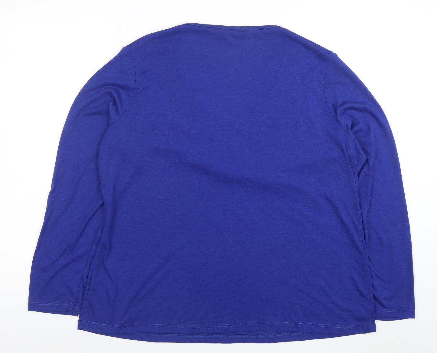 George Women’s Blue Plus Size 22 Long Sleeve V-Neck Stretch Jersey Top