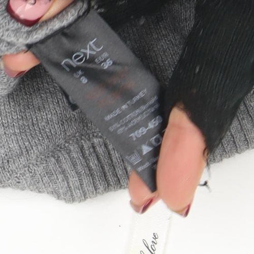 Next Women’s Grey Knit Puff Sleeve Button-Up Jumper Size 10