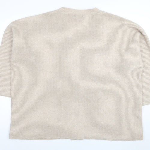 F&F Women’s Beige Wool Blend V-Neck 3/4 Sleeve Cardigan Size L