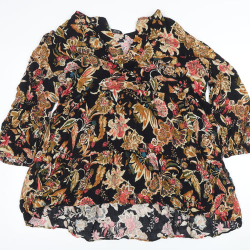 ZARA Women's Multicoloured Floral V-Neck Tunic Blouse Size L