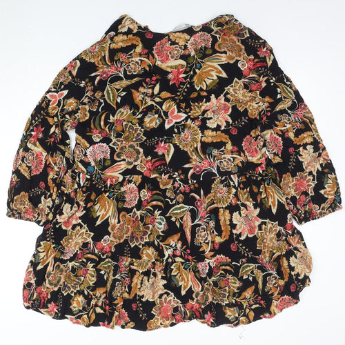 ZARA Women's Multicoloured Floral V-Neck Tunic Blouse Size L
