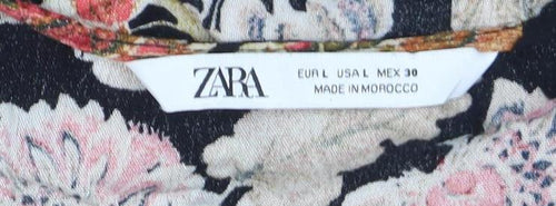 ZARA Women's Multicoloured Floral V-Neck Tunic Blouse Size L