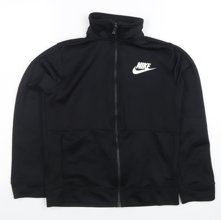 Nike Boys Black Full Zip Hoodie Sweatshirt Size 10-12 Years Polyester