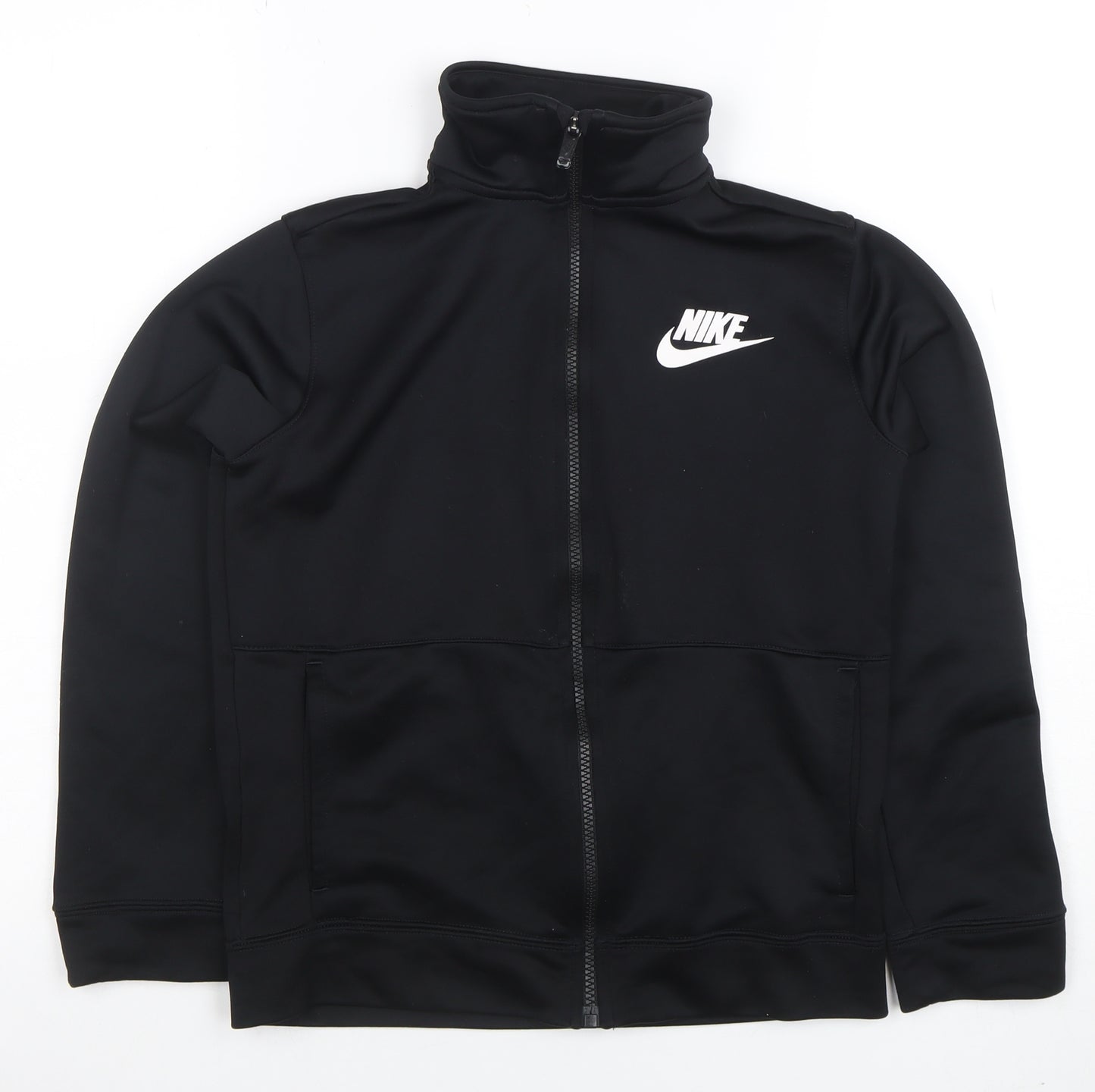 Nike Boys Black Full Zip Hoodie Sweatshirt Size 10-12 Years Polyester