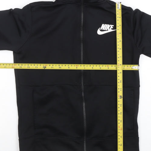 Nike Boys Black Full Zip Hoodie Sweatshirt Size 10-12 Years Polyester
