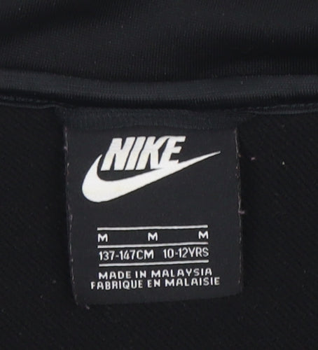 Nike Boys Black Full Zip Hoodie Sweatshirt Size 10-12 Years Polyester