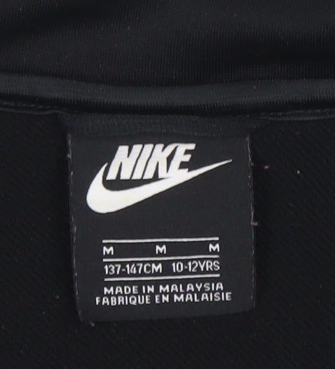 Nike Boys Black Full Zip Hoodie Sweatshirt Size 10-12 Years Polyester