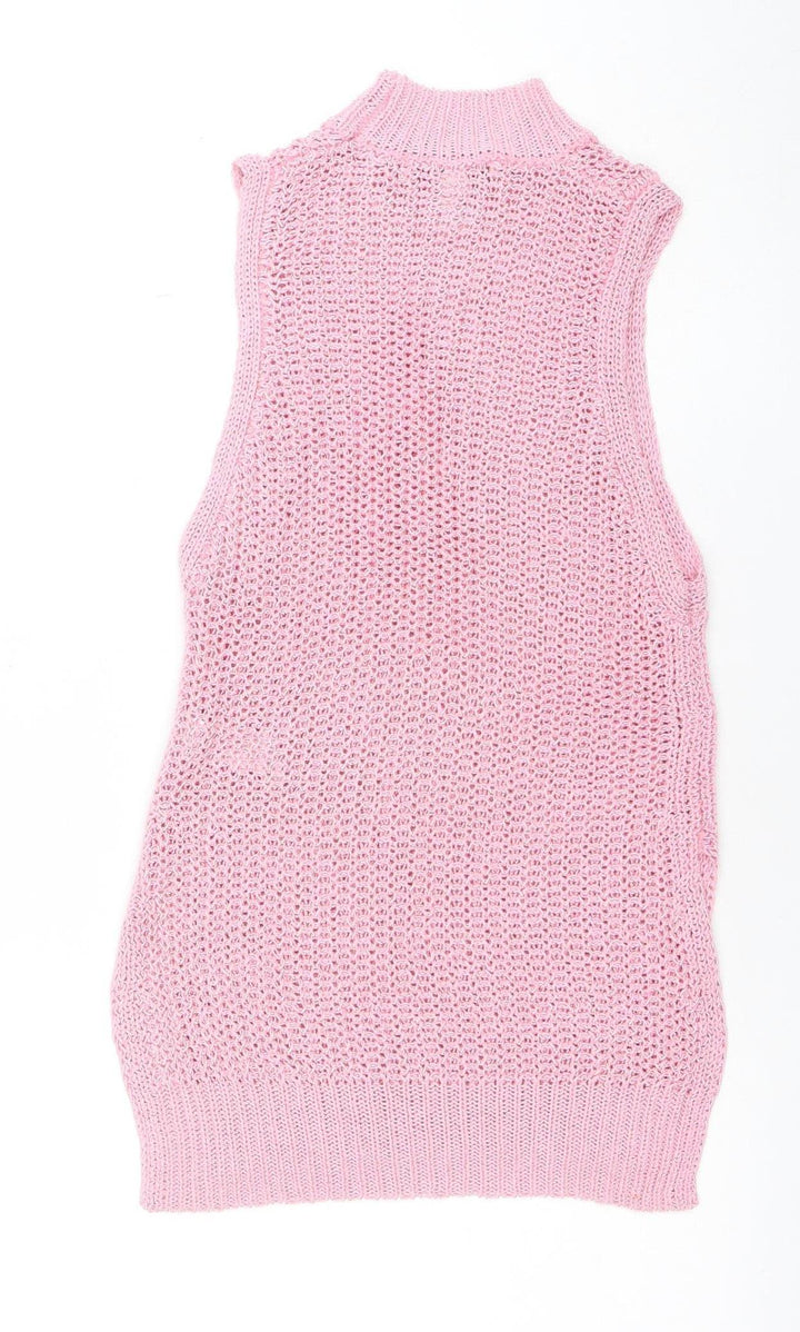 Forever 21 Women’s Pink Sleeveless Open-Knit Pullover Jumper XS