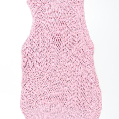 Forever 21 Women’s Pink Sleeveless Open-Knit Pullover Jumper XS