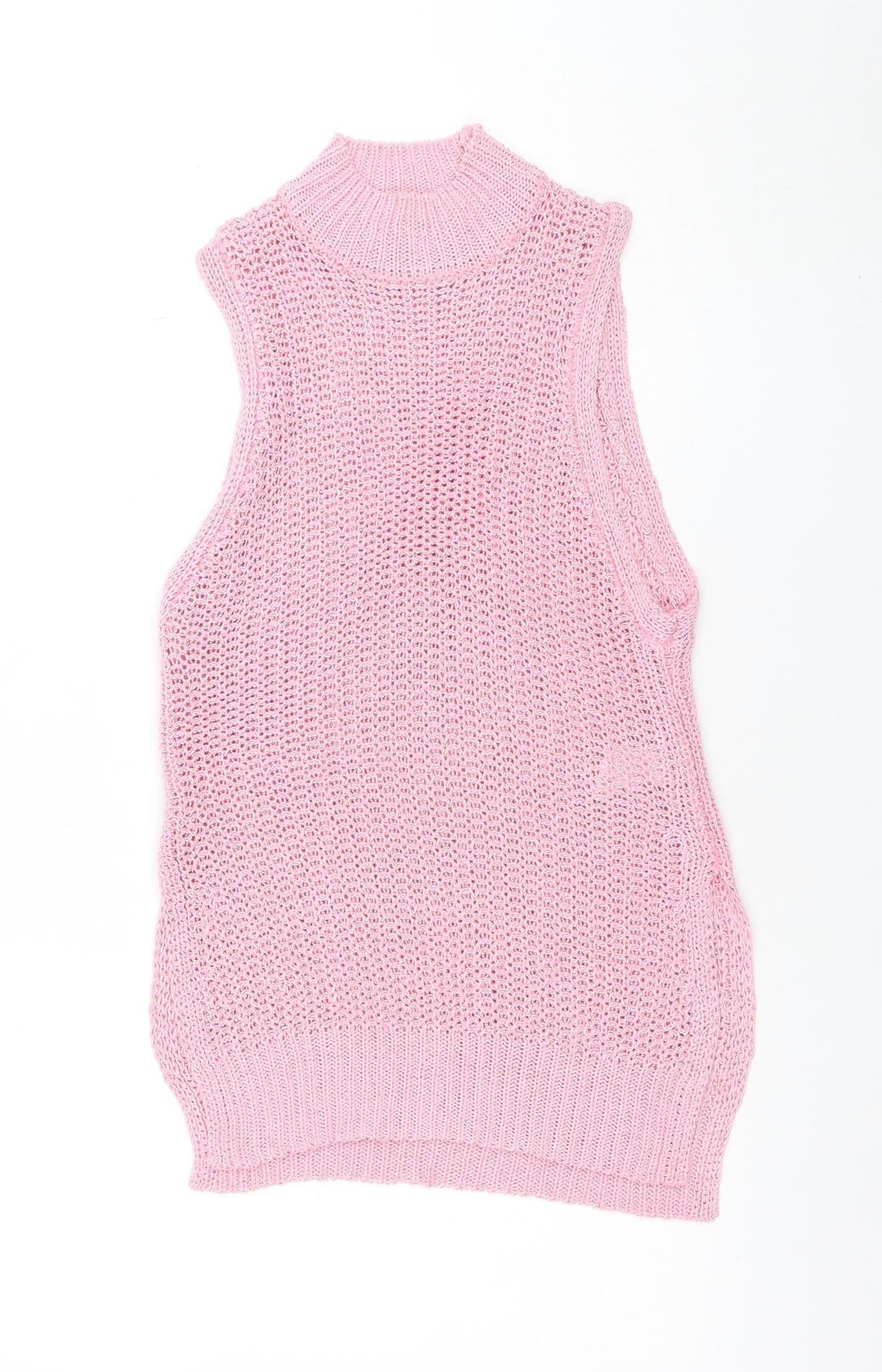 Forever 21 Women’s Pink Sleeveless Open-Knit Pullover Jumper XS