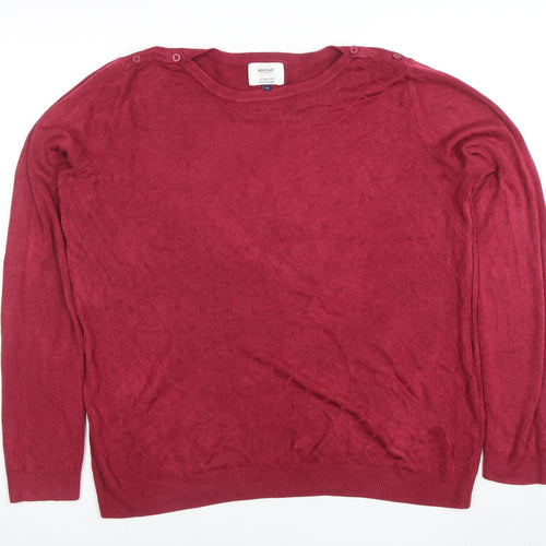 Maine New England Women’s Red Crew Neck Long Sleeve Pullover Jumper Size 18