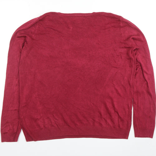 Maine New England Women’s Red Crew Neck Long Sleeve Pullover Jumper Size 18