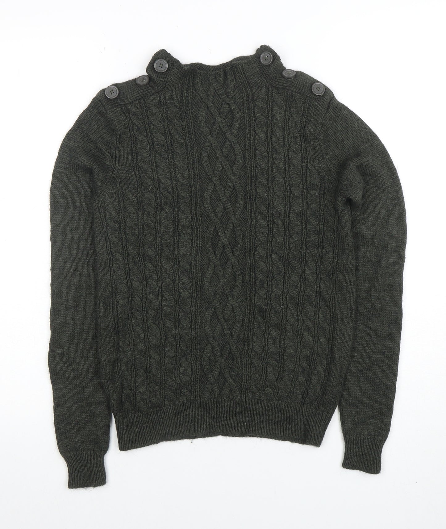 Vero Moda Women’s Green Cable Knit High Neck Jumper Size S