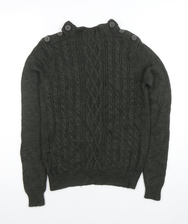 Vero Moda Women’s Green Cable Knit High Neck Jumper Size S
