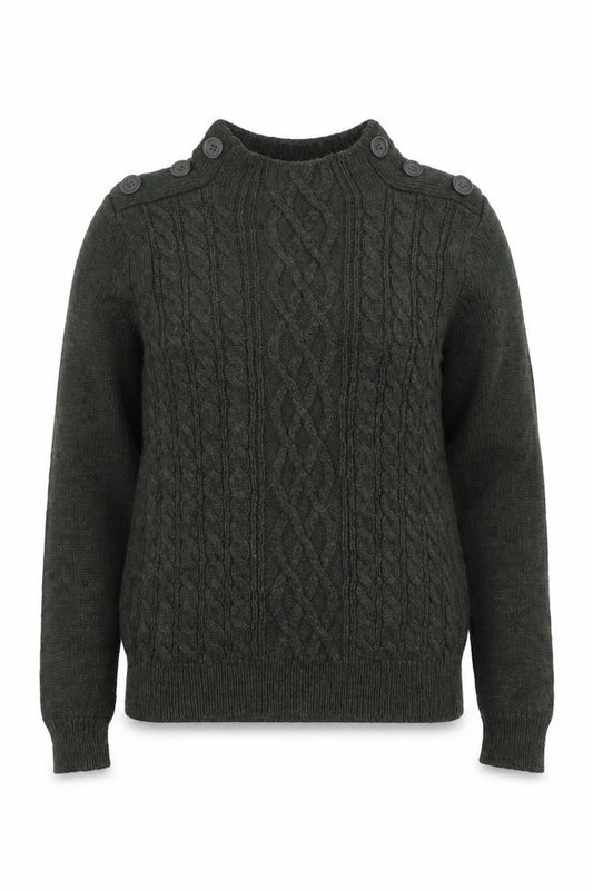Front view of Vero Moda Women’s Green Cable Knit High Neck Jumper, size S